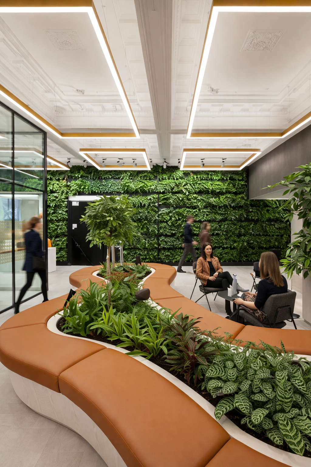 Green wall seating area